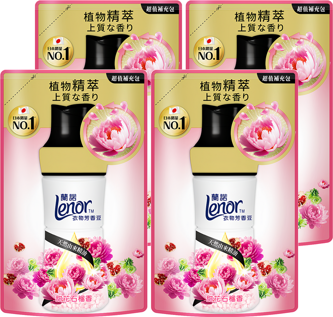 Lenor 蘭諾 衣物芳香豆 甜花石榴香 補充包, 440ml, 4包