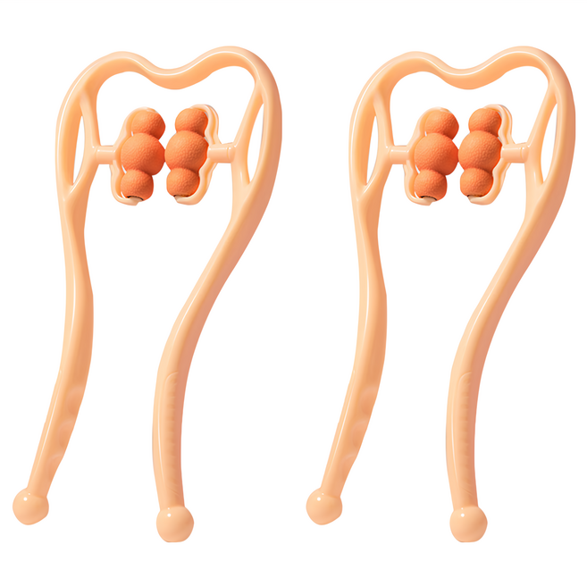 MICHAEL FITNESS 麥克健身 六輪頸部按摩器 加長款 橘色 2個 圓球組可拆卸 深度按摩