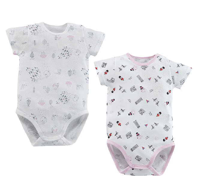 KU.KU Duckbill 酷咕鴨 洞洞包屁衣 2件 100%純棉 透氣網眼