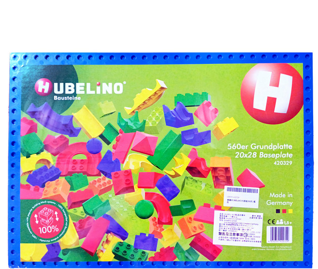 HUBELiNO 德國製 軌道式積木底板 560孔, 藍色, 1個