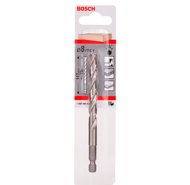 BOSCH 博世 台灣公司貨 木工鑽頭 六角柄 2608595523 1/4吋(8mm), 1支