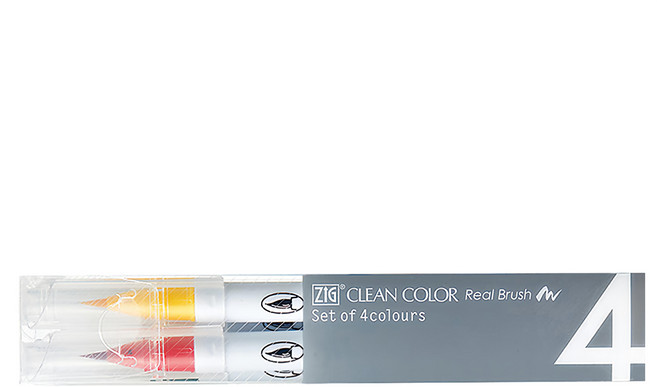 ZIG 彩繪毛筆 RB-6000AT/4VC, 多色, 4支