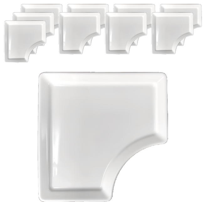 TATUNG 大同磁器 正方斜角盤, 白色, 10個