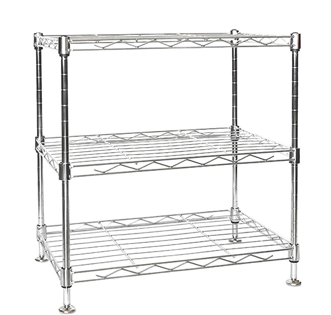 波浪電鍍三層架 45 x 30 x 43cm 2kg, 鐵 銀色, 1個