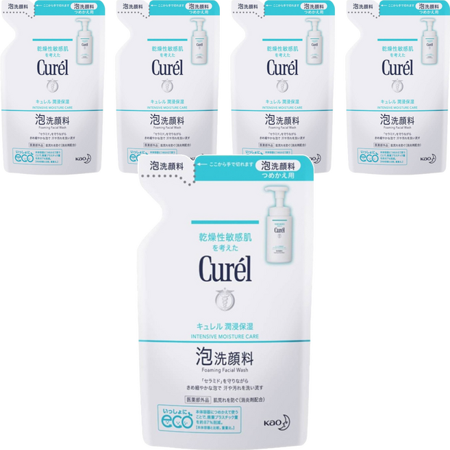 Curel 珂潤 潤浸保濕 洗顏慕絲 補充包, 130ml, 5包