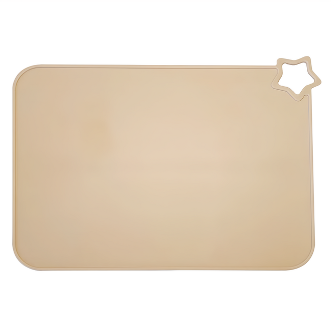 E.B.MADE 日本食品級耐冷耐熱隨身攜帶可折疊收納星星白金矽膠餐墊, 40 x 30cm, 杏色, 1個