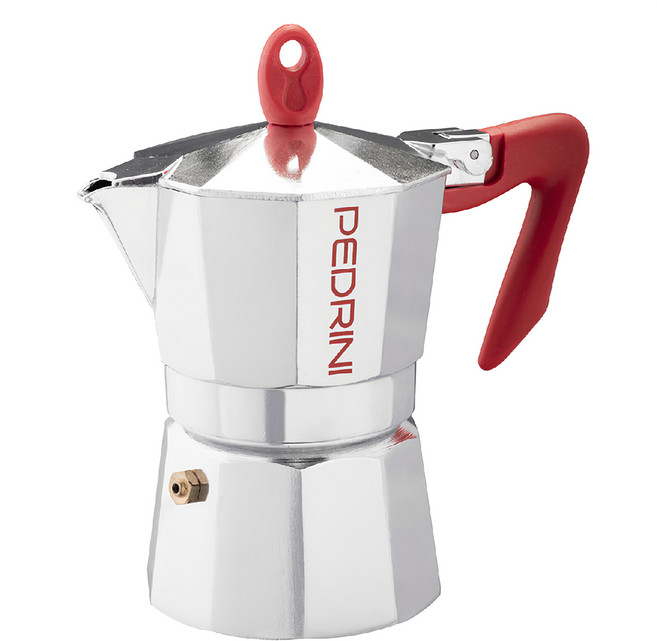 PEDRINI Kaffettiera 義式摩卡壺 4杯, 紅色/銀色, 1個