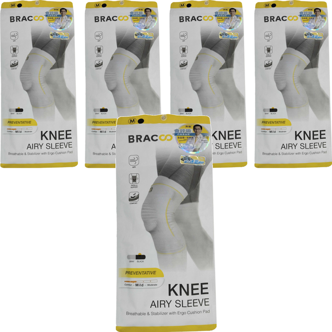 BRACOO 奔酷 彈力透氣網紗套筒護膝, 5個