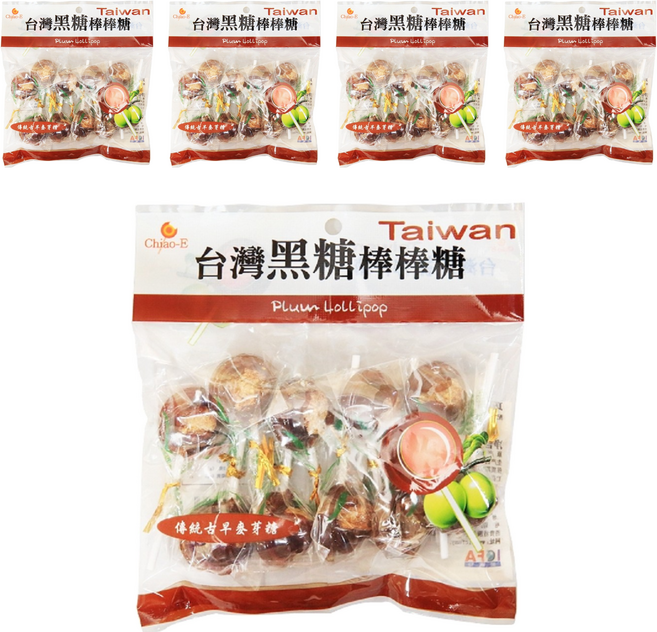 Chiao-E 巧益 台灣黑糖小梅棒, 140g, 5袋