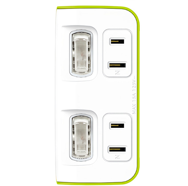 Tyson 太順電業 2切2座 2P便利型 節能小壁插 TS-022A 萊姆色, 1個
