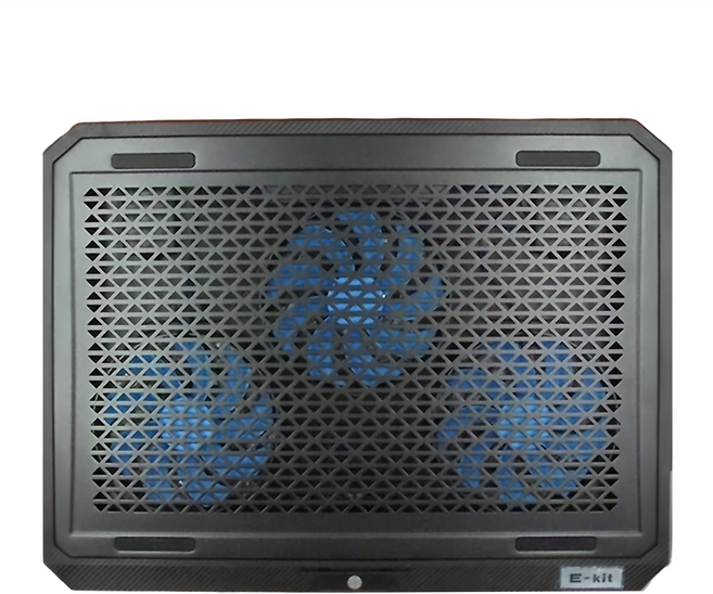e-kit 逸奇 藍光三風扇 靜涼透風鐵製網孔 觸控幻彩RGB筆電散熱墊 17吋適用 雙USB設計, 黑色, 1個