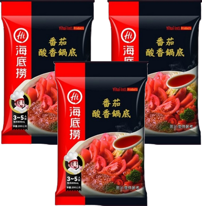 海底撈 酸香番茄鍋底, 200g, 3包