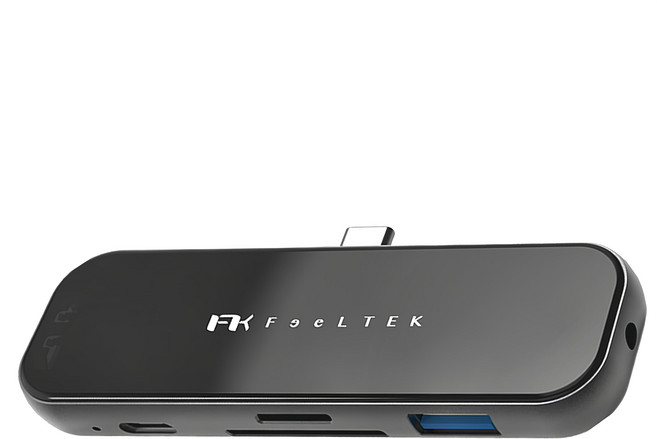 FeeLTEK 玻璃6合1 USB-C HUB多功能集線器 原廠保固, 黑色, 1個