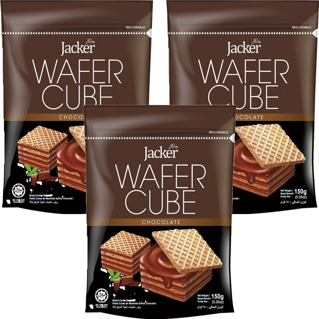Jacker 巧克力方形威化酥, 150g, 3包