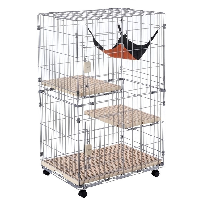 doter 寵愛物語 雙開雙層2.5m貓籠 附吊床 14kg, Silver, 1個