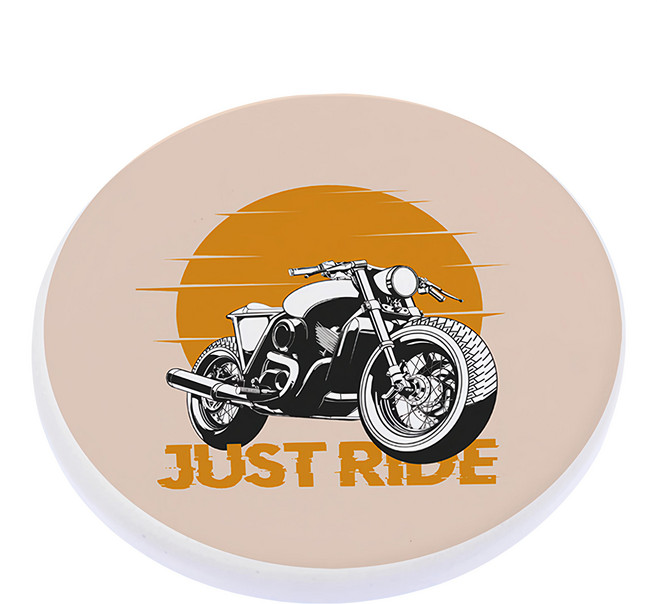 收納王妃 車子系列 珪藻土圓形杯墊, Just ride 米色, 1個
