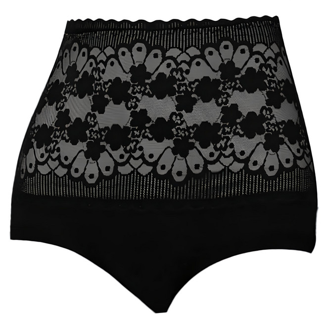 7A 抗菌蠶絲高腰收腹提臀保暖內褲, 神秘黑