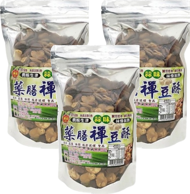 皇品 藥膳禪豆酥-蒜味, 340g, 3包