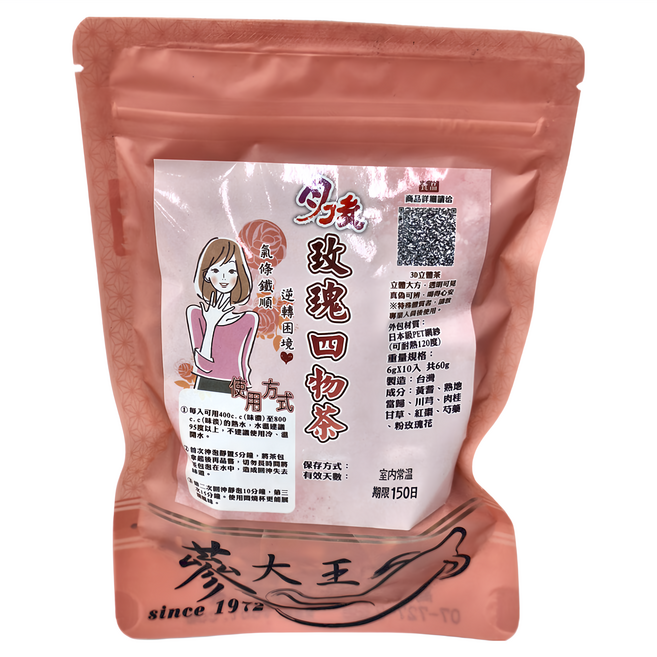 蔘大王 月後 玫瑰四物茶包, 6g, 10包, 1袋