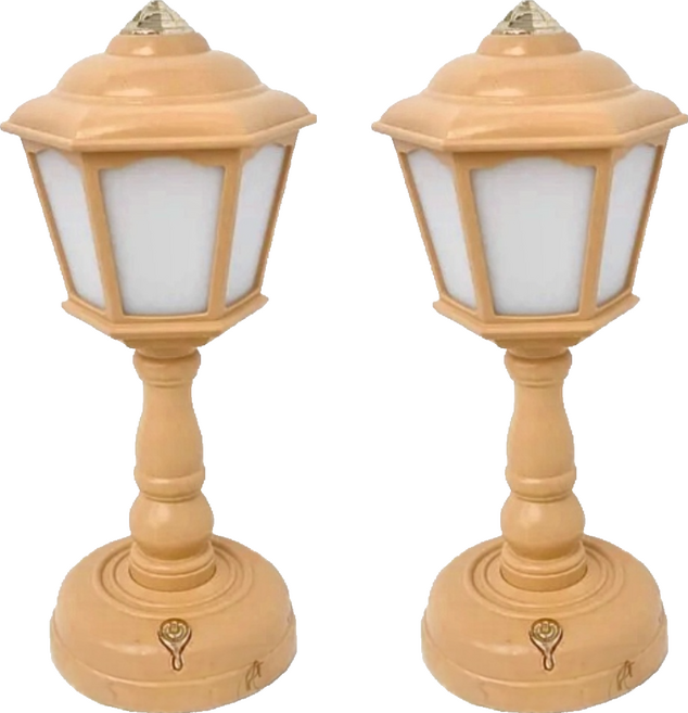 沐慕家居 三段燈光模式小夜燈 2個 USB插孔充電 直徑7.5 高19cm, 路燈黃