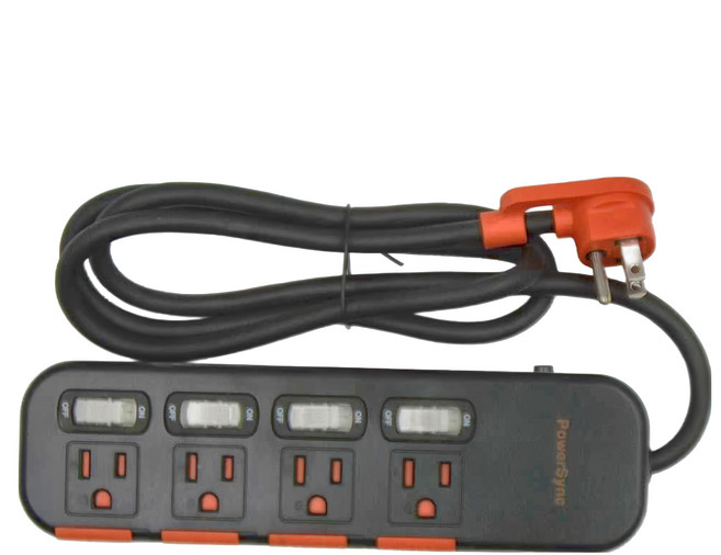 PowerSync 群加 4開4插滑蓋防塵防雷擊延長線 TS4DC412, 1組