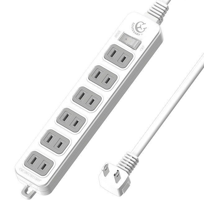 CENTENARY 成電牌 1切6座 15A 延長線 過載自動斷電保護 耐高溫防火材質 台灣製造, 6.3m, 白色, 1條