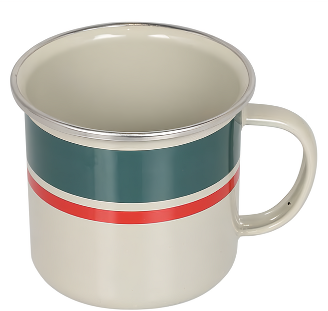 DULTON 復古條紋琺瑯馬克杯 120 x 82 x 93mm 360ml, 針葉綠, 1個