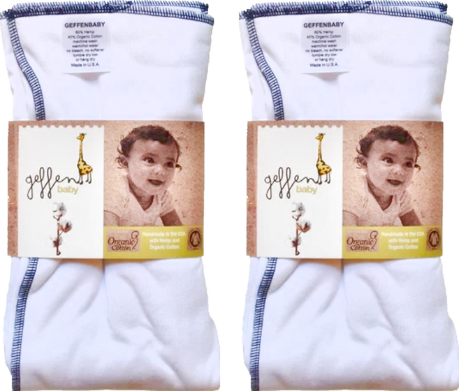Geffen Baby 有機棉麻折式布尿布 美國製, 白色, 2件