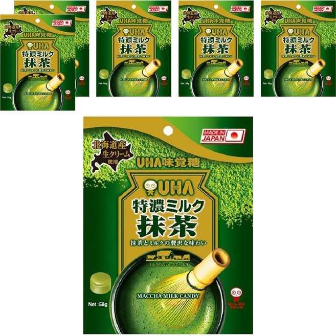 UHA 味覺糖 特濃牛奶糖 抹茶味, 58g, 6包