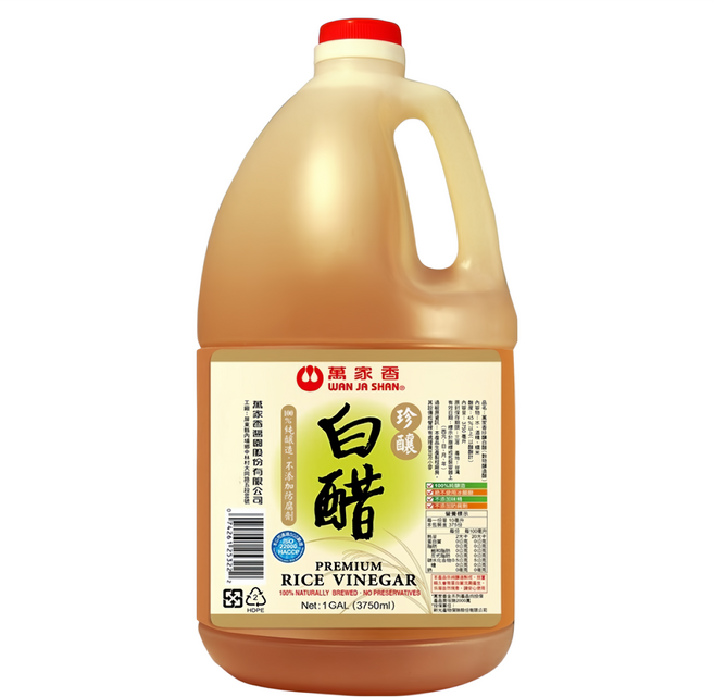 萬家香 珍釀白醋 100%純釀造 絕不使用冰醋酸 不添加人工調味料, 3.75L, 1瓶