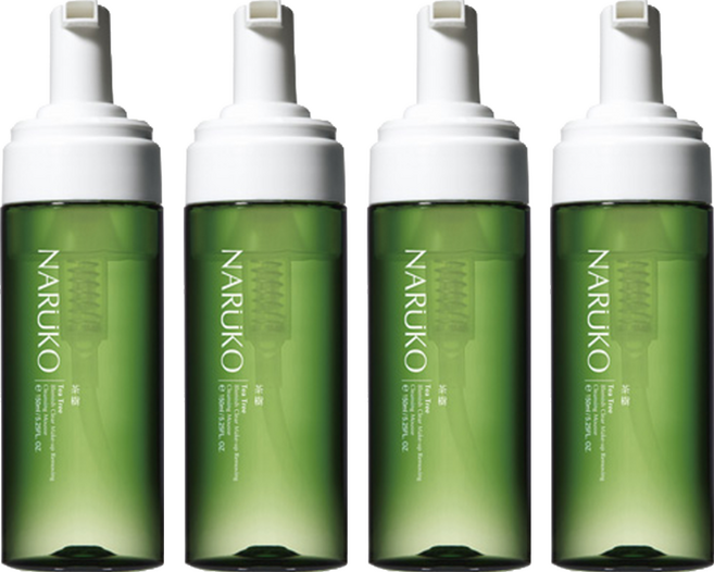 NARUKO 牛爾 台灣公司貨 茶樹粉刺快閃洗卸兩用慕絲, 150ml, 4瓶
