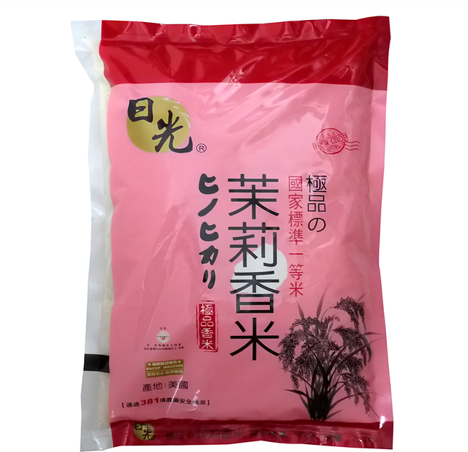 山水米 日光 美國極品茉莉香米, 2kg, 1包, 一等