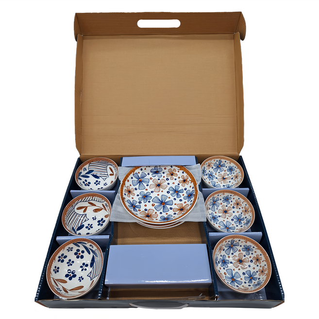 松村窯 日式簡約6碗3盤 瓷土碗盤套裝, Multi-color, 碗 + 盤, 1組