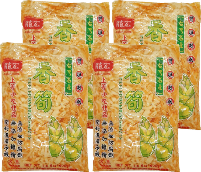 龍宏 香筍 台灣本產高山筍 軟嫩爽脆 全素食品, 600g, 4包