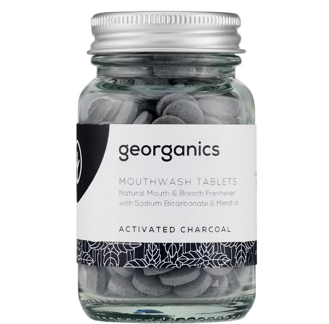 georganics 礦物漱口錠 活性碳 天然口氣清新劑 含碳酸氫鈉和薄荷醇 180錠, 1罐
