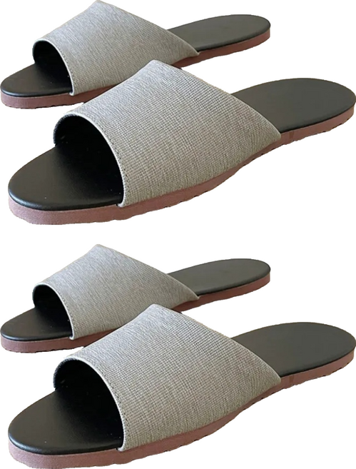 TAIWAN SLIPPER 台灣犀利趴 純色 皮質室內拖鞋, 爵士米灰, 2雙