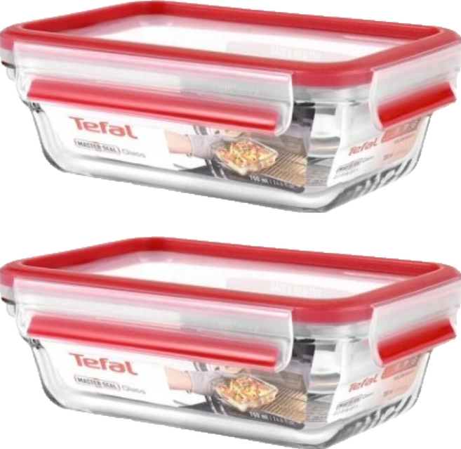 Tefal 特福 MasterSeal 新一代玻璃保鮮盒, 容器 + 蓋子, 2個