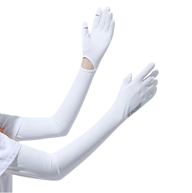 Reddot 紅點生活 加長冰絲全能防曬手袖套, 冰絲白, 1雙
