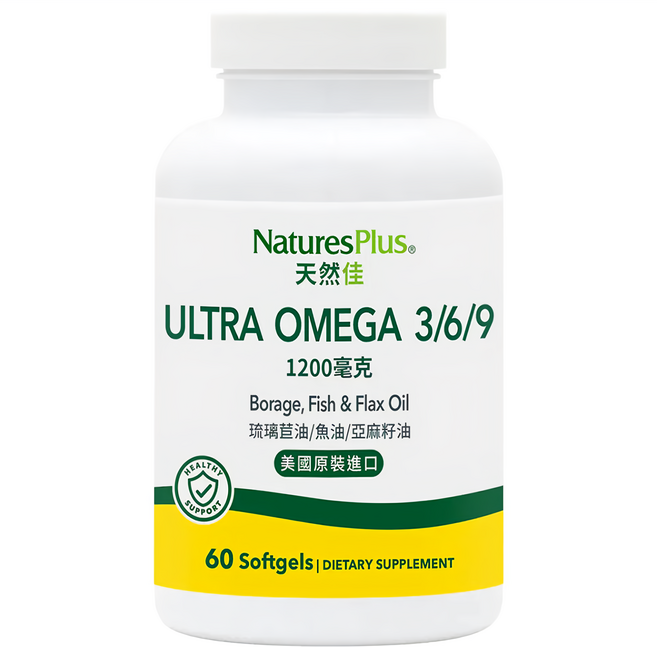 NaturesPlus 天然佳 Ultra Omega 3/6/9 軟膠囊, 60顆, 1罐