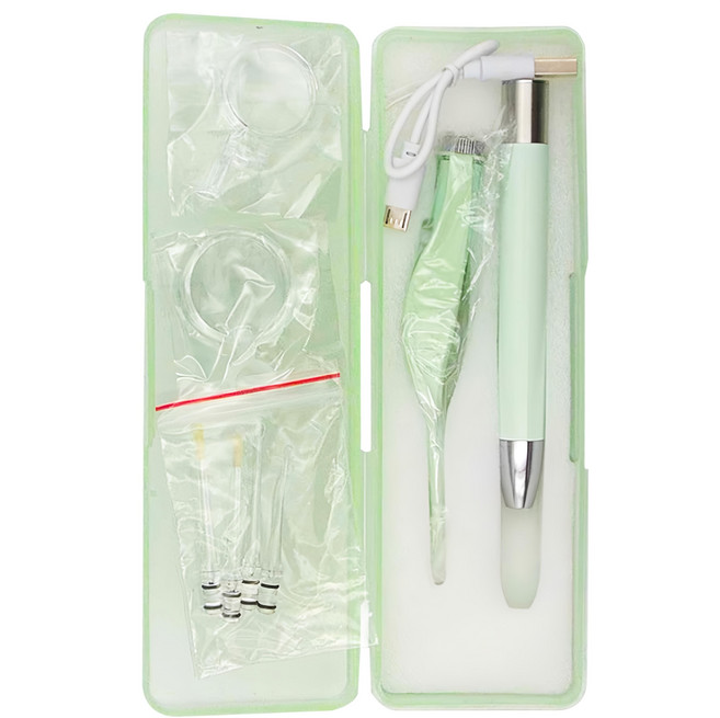 ROYALLIN 蘿林嚴選 發光掏耳棒套組 充電款 不鏽鋼材質 柔軟矽膠 5倍放大鏡 USB充電, 1組