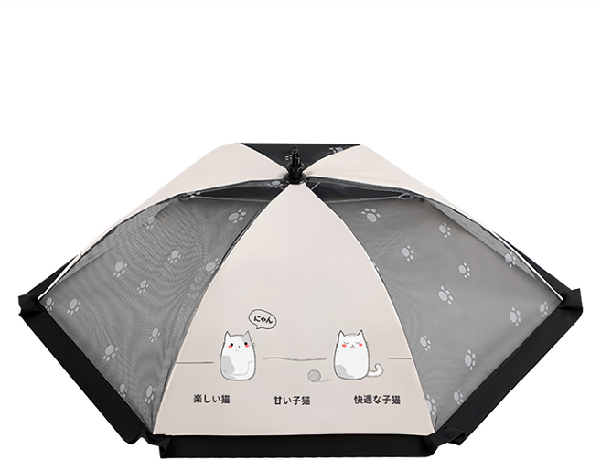 UTOOKII 貓咪印花可折疊防蠅餐罩 聚酯纖維材質, 1個