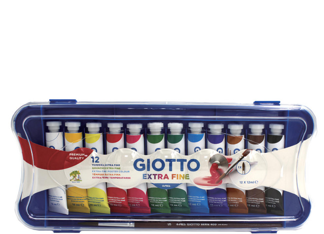 GIOTTO 高品質不透明水彩, 12色, 144ml