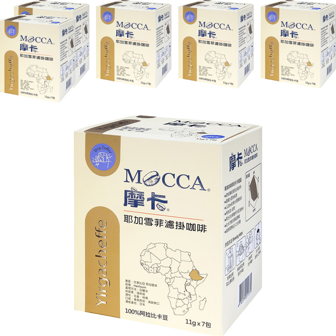 MOCCA 摩卡 耶加雪菲濾掛咖啡, 11g, 7包, 6盒