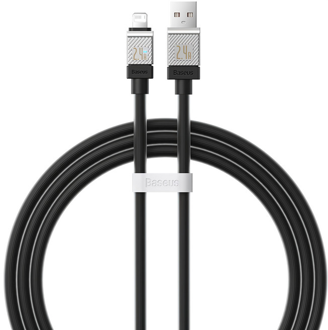 Baseus 倍思 酷玩系列 快充傳輸線 USB-iPhone 2.4A, 黑色, 1m, 1條