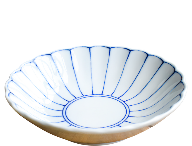 佐和陶瓷國際有限公司 4吋深皿 日本製 200ml 13.5 x 3.5cm, 菊紋 藍色, 1個