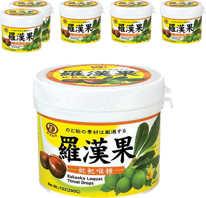 綠得製菓 羅漢果琵琶喉糖罐, 200g, 6罐