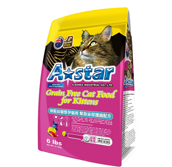 A star 無穀幼貓懷孕貓用 乾飼料, 雞肉 + 蕃藷 + 鷹嘴豆, 2.7kg, 1袋