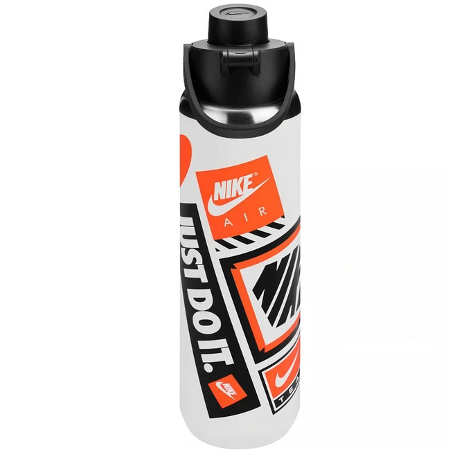 NIKE 耐吉 SS RECHARGE 大口徑保冷瓶 GRAPHIC N100872811432, 950ml, 1個, 白色 + 黑色 + 橘色