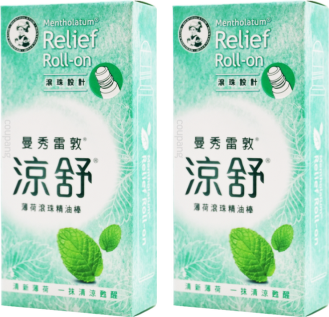 MENTHOLATUM 曼秀雷敦 涼舒 薄荷滾珠精油棒 清涼醒腦 滾珠設計輕巧便捷, 2盒