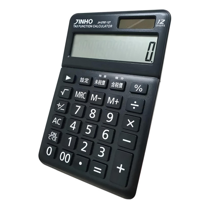 JINHO 京禾 12位元計算機 稅率型 JH-2787-12T, 黑色, 1個